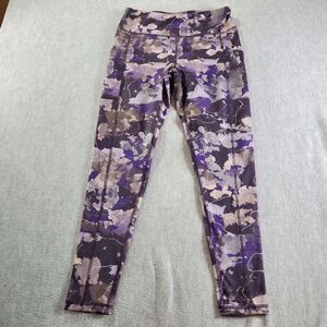 Live Well Leggings Womens Medium Purple Floral Activewear Skinny Leg High Waist